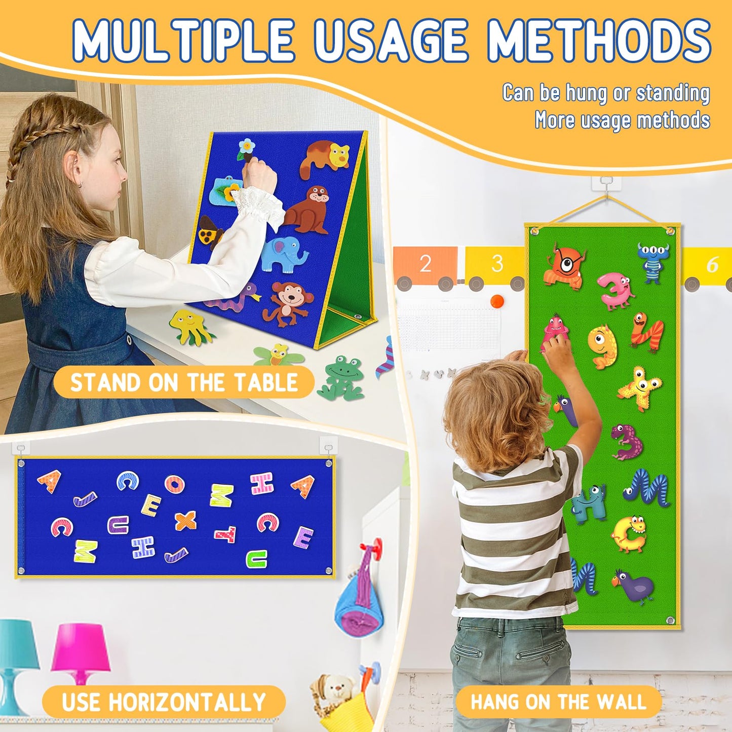 AKAYOK Foldable Felt Board for Toddlers — Double-Sided, 13x12 Portable Storytelling & Learning Board