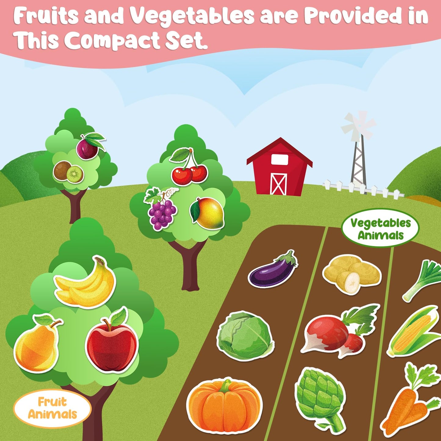 AKAYOK Felt Board Set: 90 Fruits & Vegetables for Preschool Learning