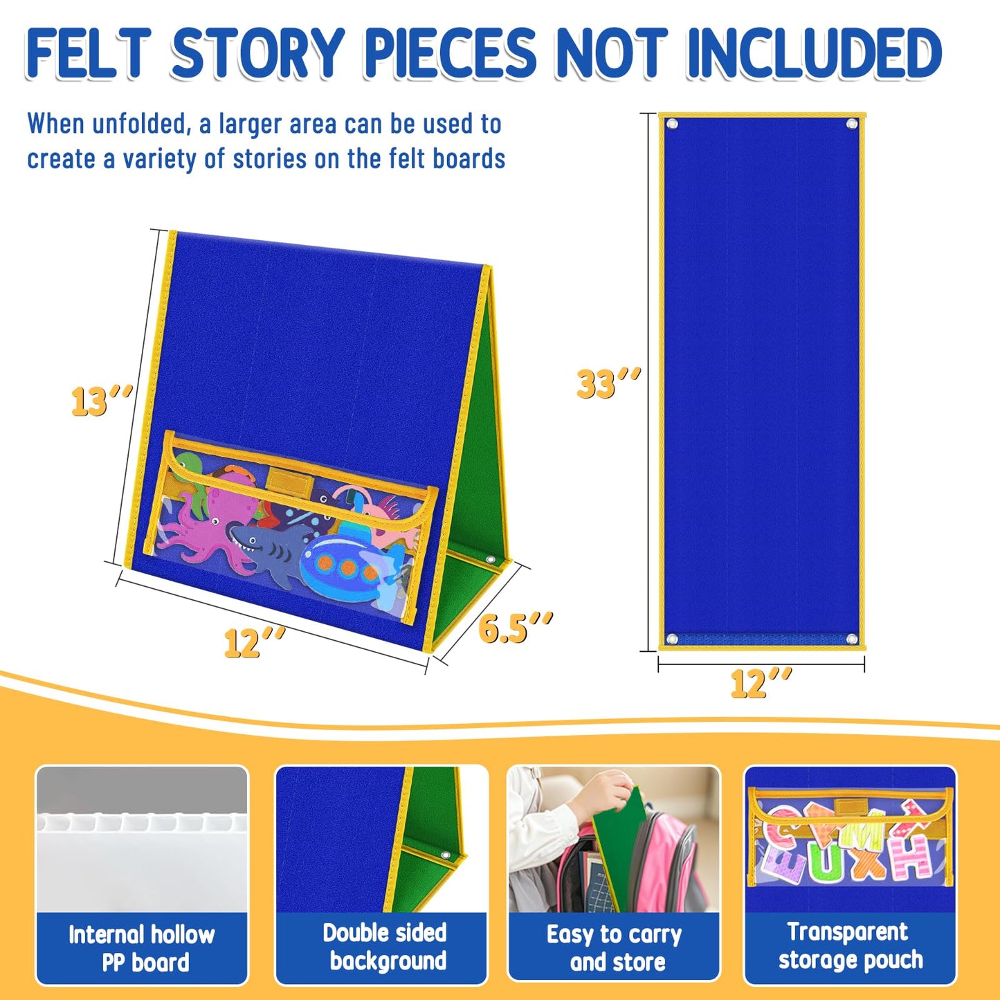 AKAYOK Foldable Felt Board for Toddlers — Double-Sided, 13x12 Portable Storytelling & Learning Board