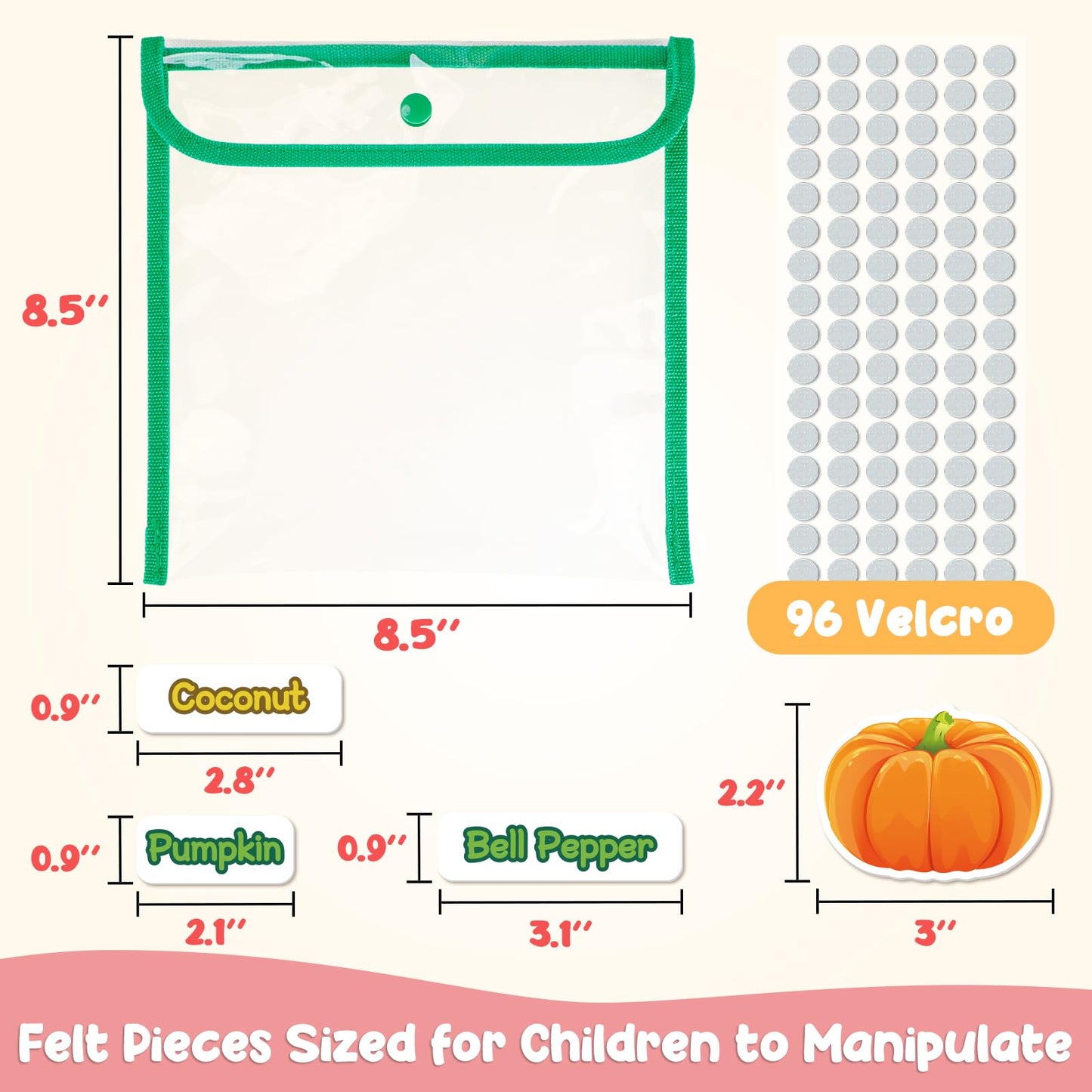 AKAYOK Felt Board Set: 90 Fruits & Vegetables for Preschool Learning