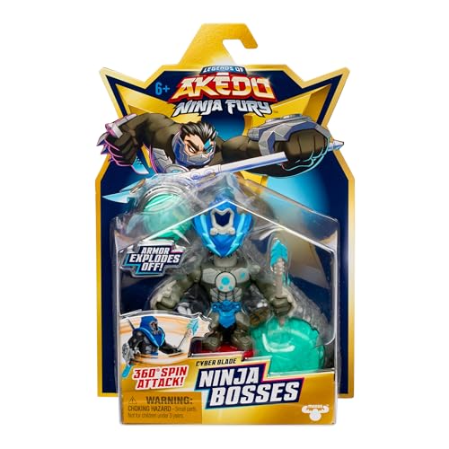 Akedo Legends Ninja Boss Cyber Blade – 3-inch Tall Battle Figure with 360-degree Spin Attack and Double Defense Armor