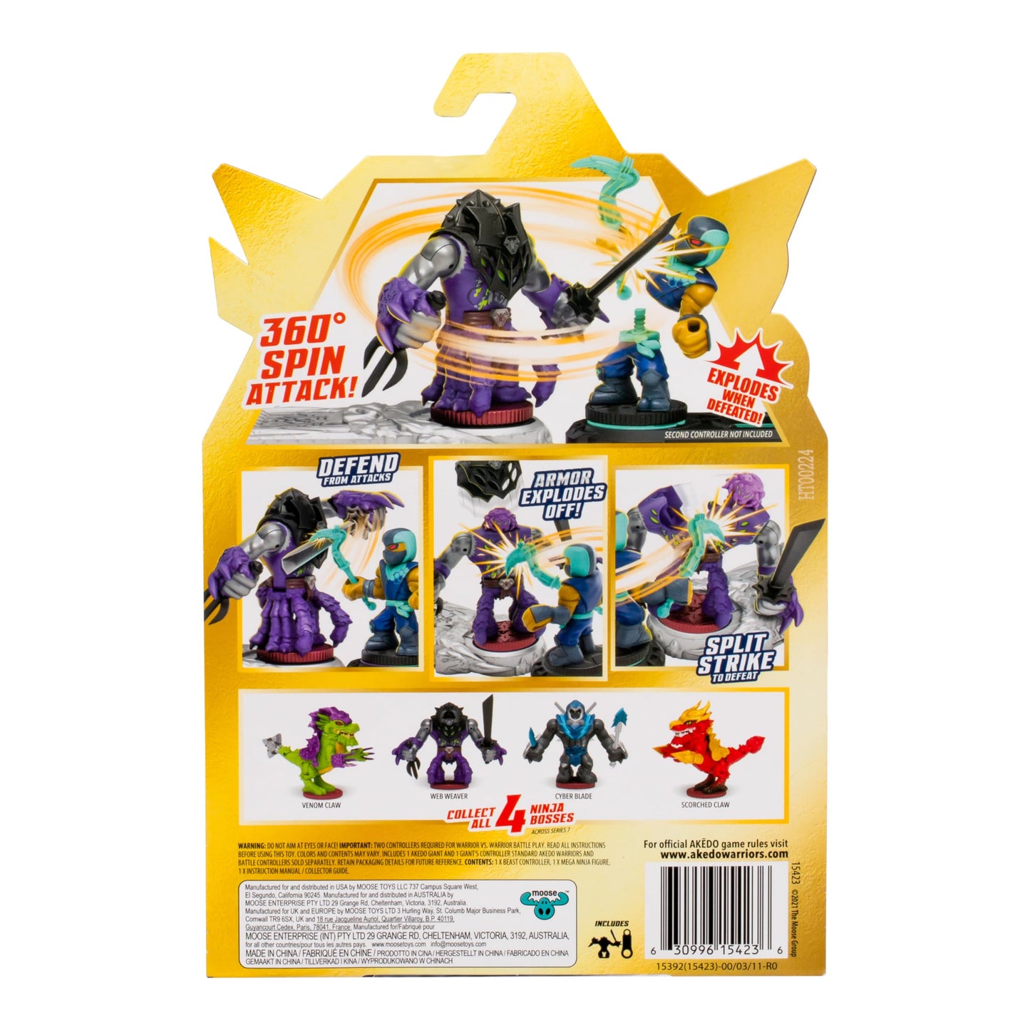 Akedo Legends Ninja Boss Web Weaver 3 Inch Tall Battling Figure with 360 Degree Spin and Double Defense