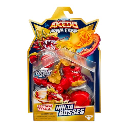 Legends of Akedo Ninja Bosses: Scorched Claw 3-Inch Action Figure with 360-Degree Spin Attack and Armor Pop