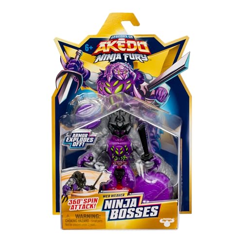 Akedo Legends Ninja Boss Web Weaver 3 Inch Tall Battling Figure with 360 Degree Spin and Double Defense