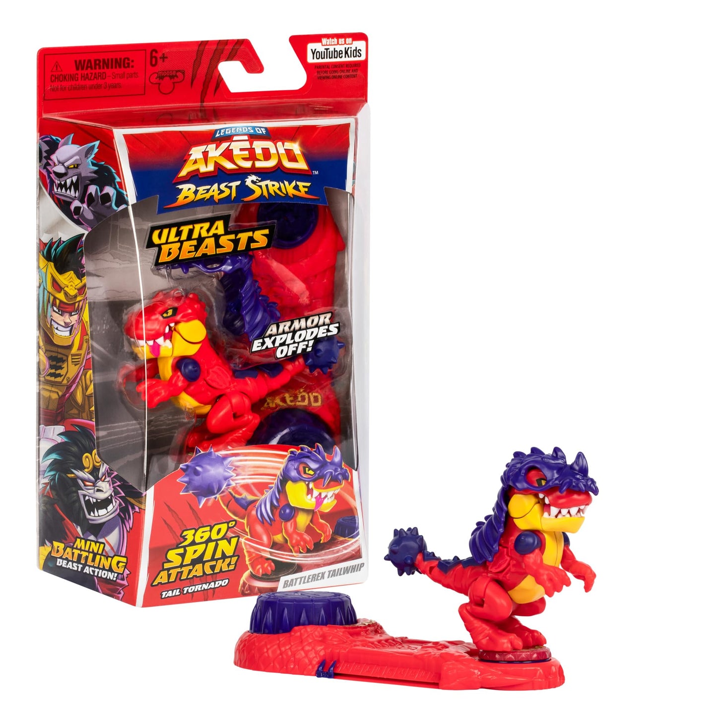 Akedo Legends: Ultra Beast Battlerex Tailwhip with 360-degree Spin & Battlespin Controller