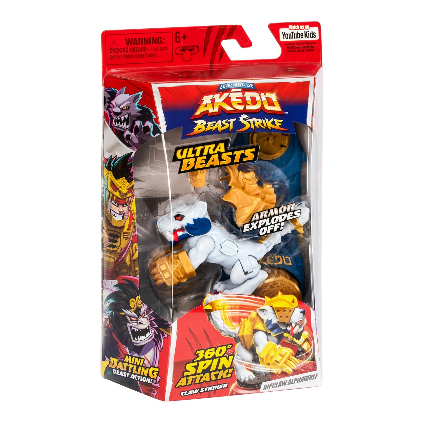 Akedo Legends: Ripclaw Alphawolf Ultra Beast with 360° Spin Attack & Battlespin Controller