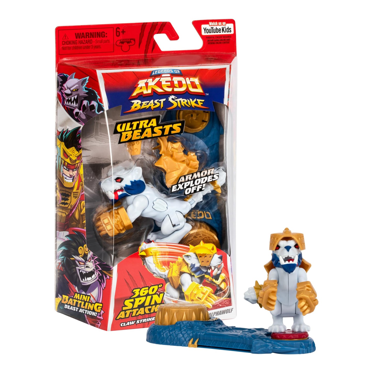 Akedo Legends: Ripclaw Alphawolf Ultra Beast with 360° Spin Attack & Battlespin Controller