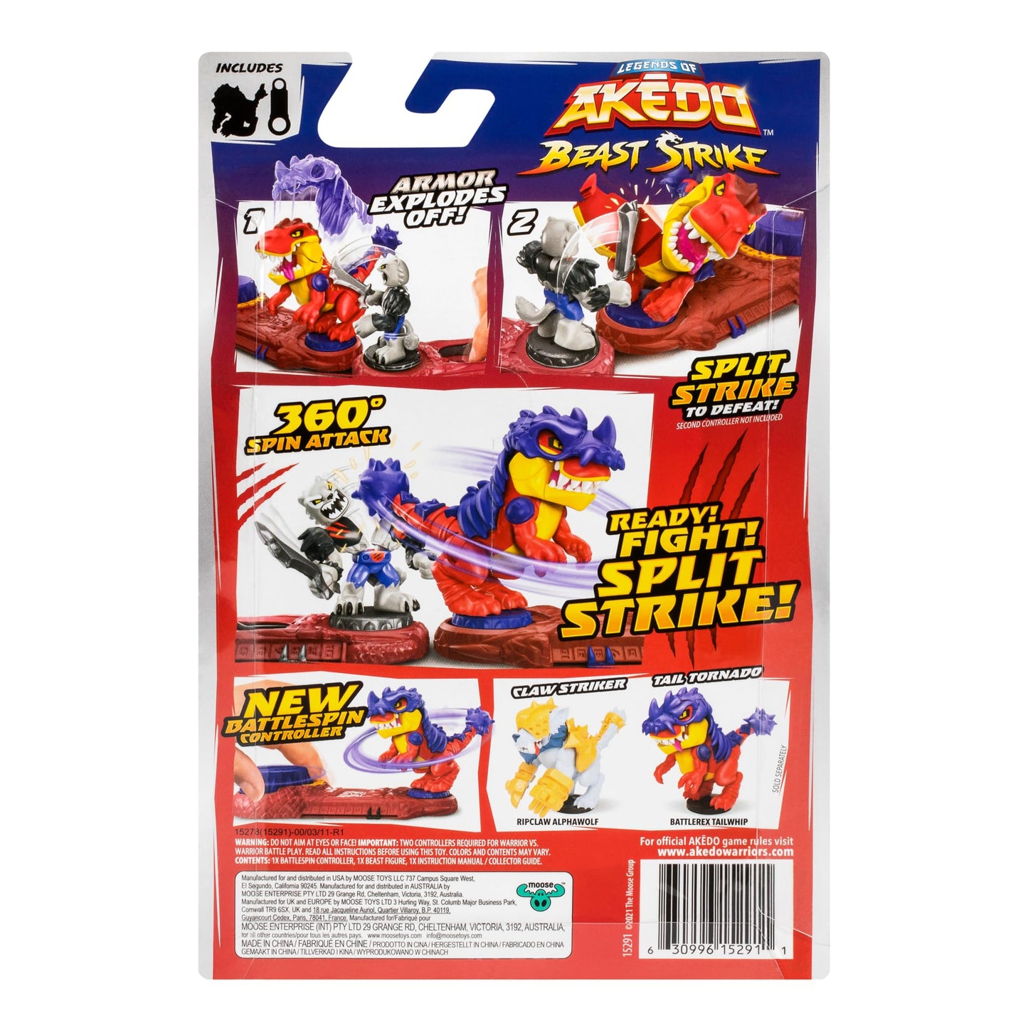 Akedo Legends: Ripclaw Alphawolf Ultra Beast with 360° Spin Attack & Battlespin Controller