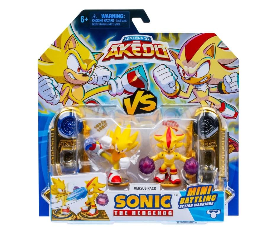 Akedo Sonic The Hedgehog Versus Pack: Super Sonic & Super Shadow Battle Controllers (2.25 in)