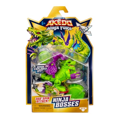 Akedo Legends Venom Claw Ninja Boss Battle Figure - 3-Inch Tall, 360-Degree Tail Whip & Double Defense Armor