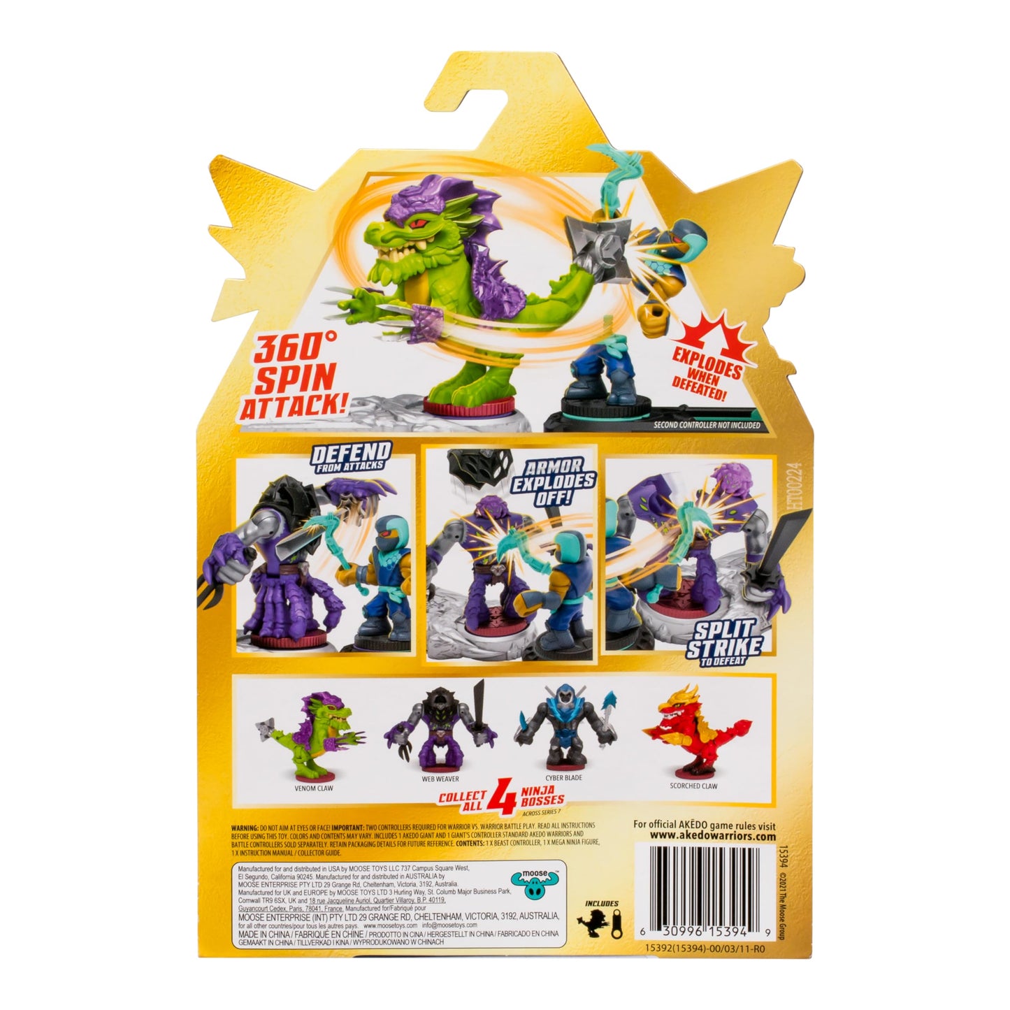 Akedo Legends Venom Claw Ninja Boss Battle Figure - 3-Inch Tall, 360-Degree Tail Whip & Double Defense Armor