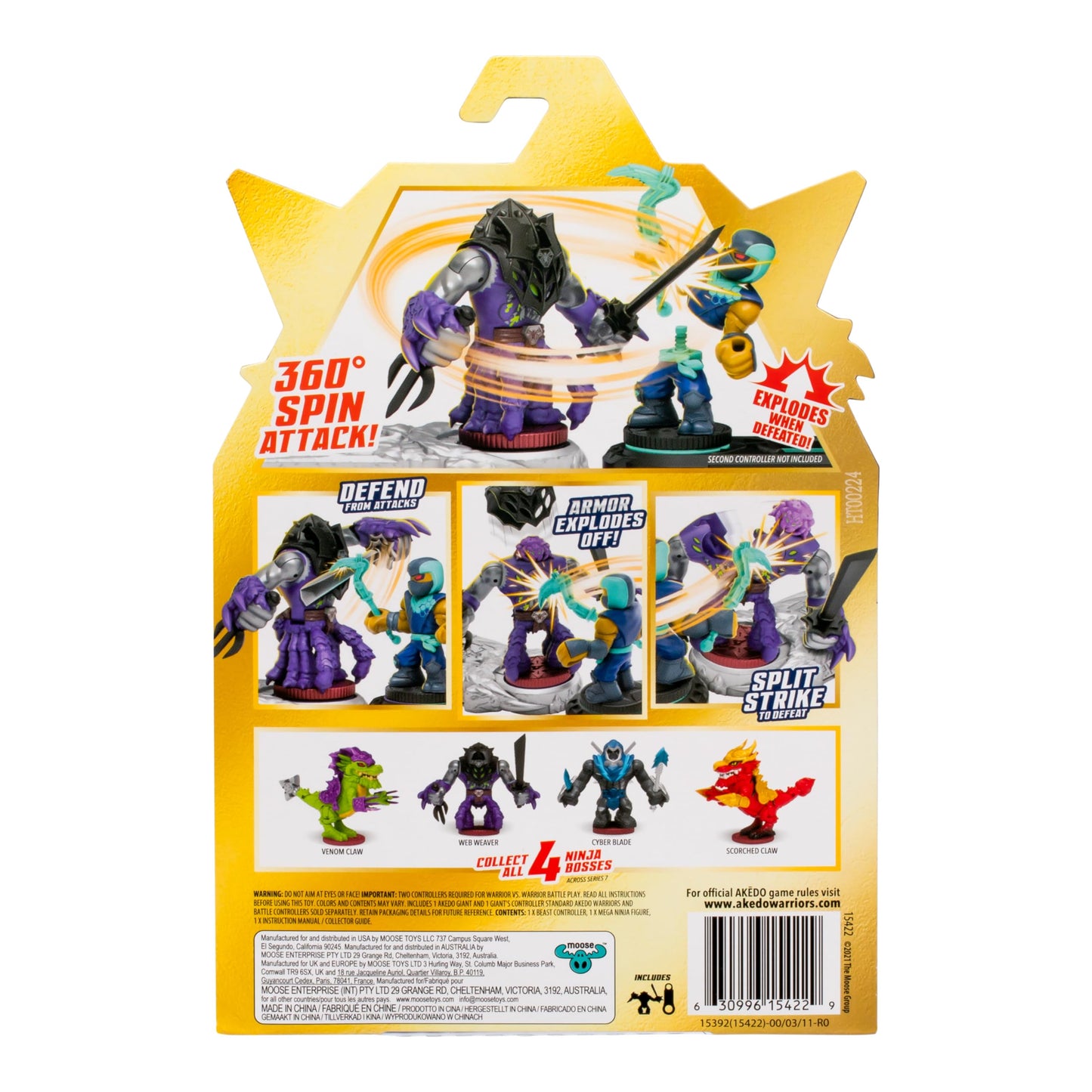Akedo Legends Ninja Boss Cyber Blade – 3-inch Tall Battle Figure with 360-degree Spin Attack and Double Defense Armor