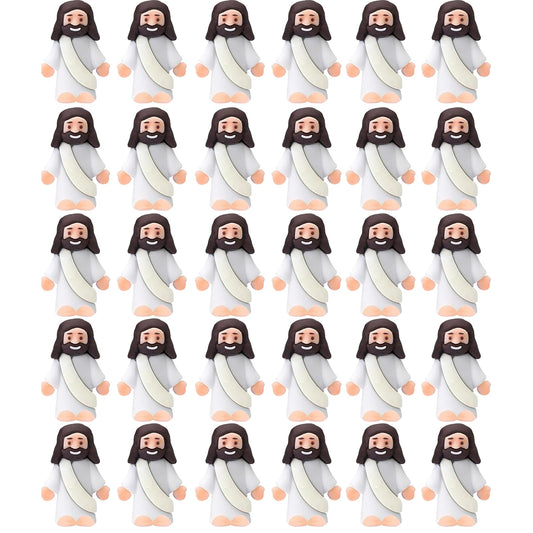 AKFAHOIF Mini Jesus Figures — 30-Piece Set for Easter Decor, Egg Fillers, and Play