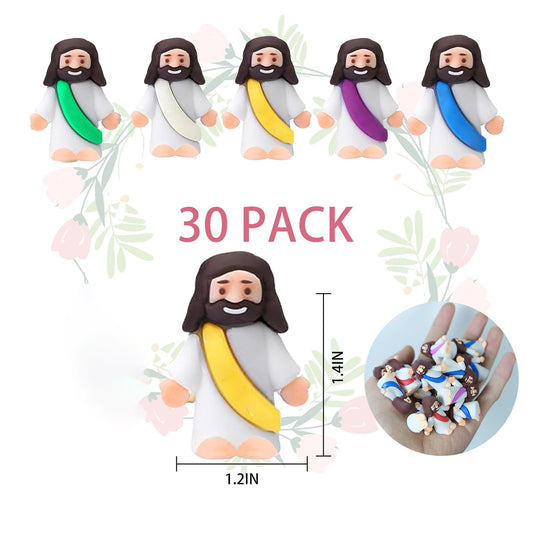 AKFAHOIF Mini Jesus Figures — 30-Piece Set for Easter Decor, Egg Fillers, and Play