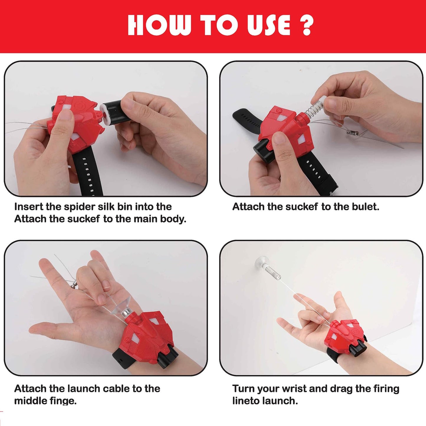 AKLOPE Spider Web Launcher Red Wrist Shooter for Cosplay
