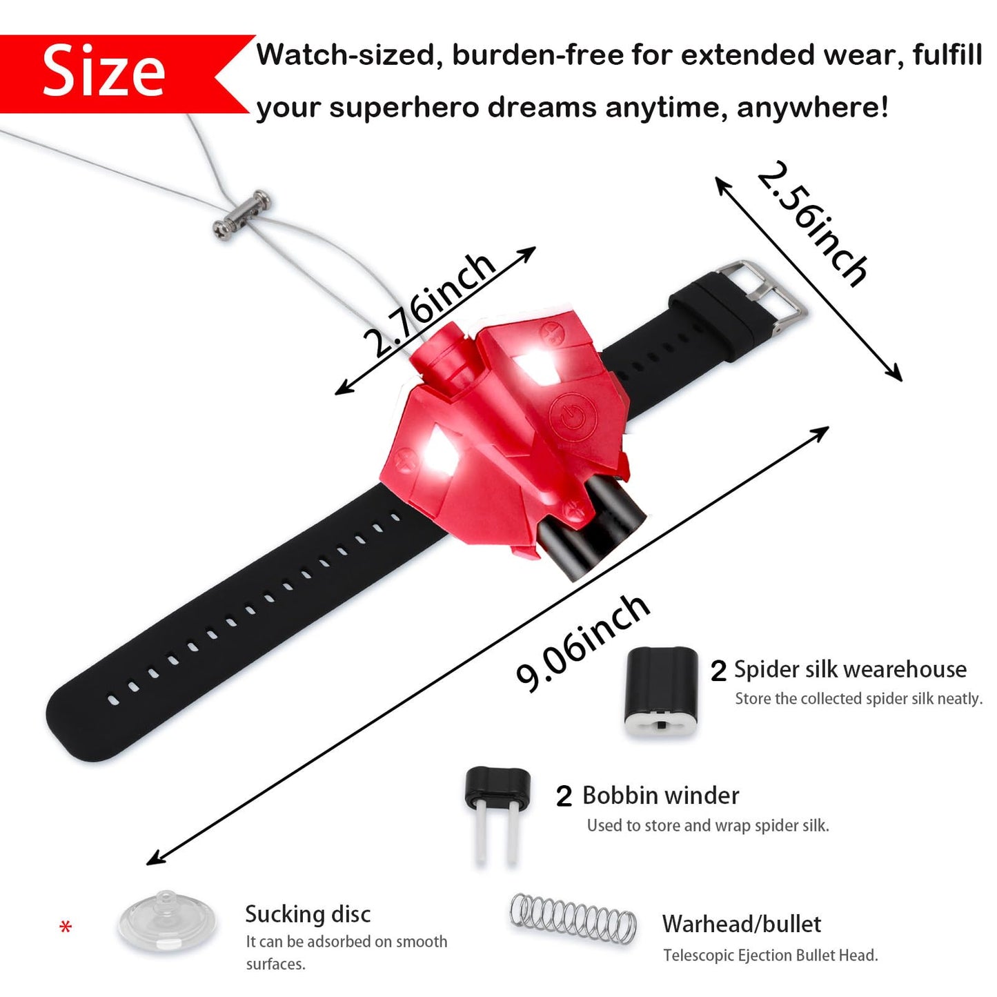 AKLOPE Spider Web Launcher Red Wrist Shooter for Cosplay