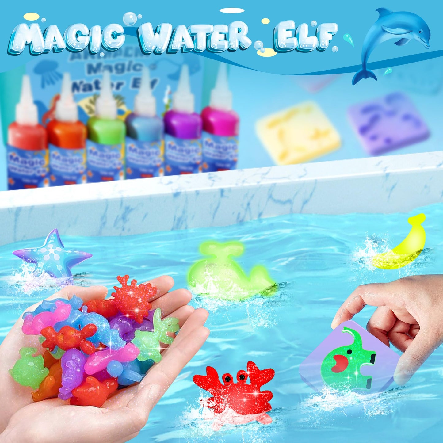 AKMADM Magic Water Elf Toy Kit for Kids – Aqua Gel Kit with 18 Molds & 12 Colors