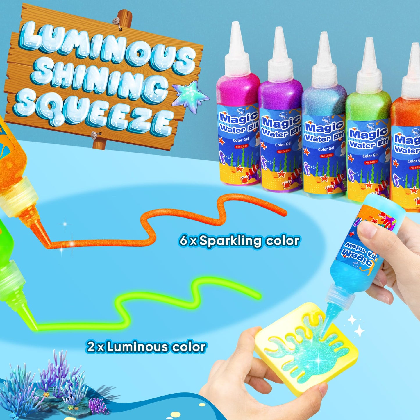 AKMADM Magic Water Elf Toy Kit for Kids – Aqua Gel Kit with 18 Molds & 12 Colors