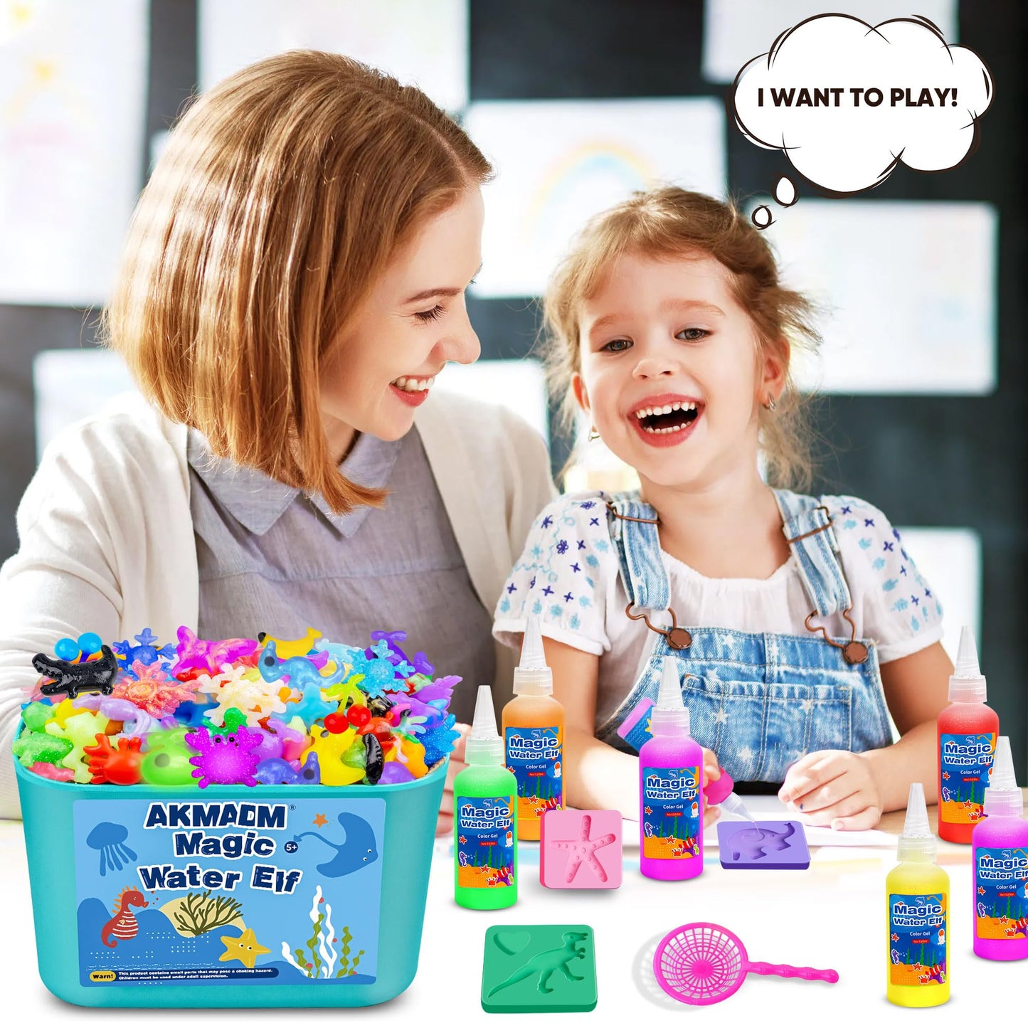 AKMADM Magic Water Elf Toy Kit for Kids – Aqua Gel Kit with 18 Molds & 12 Colors
