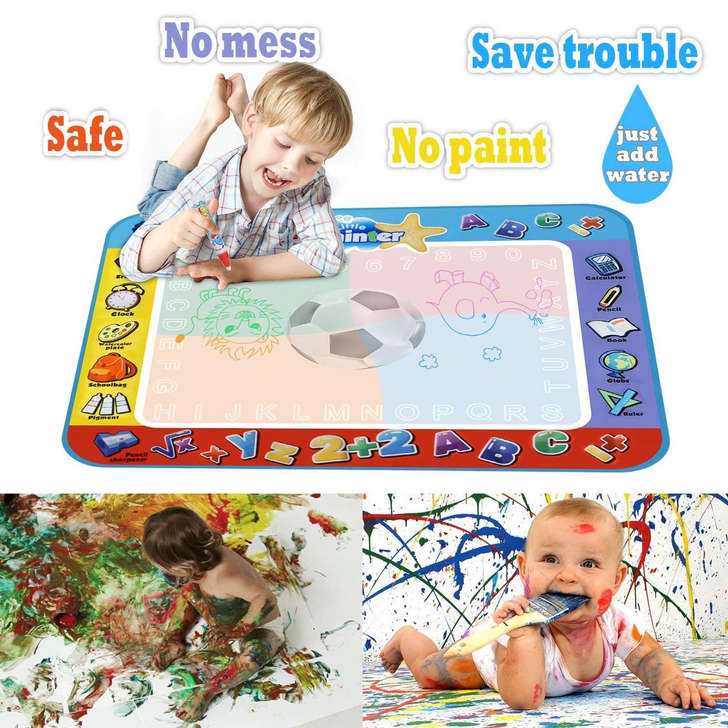 Alago Aqua Coloring Mat - Mess-Free Water Doodle Pad for Kids 3+