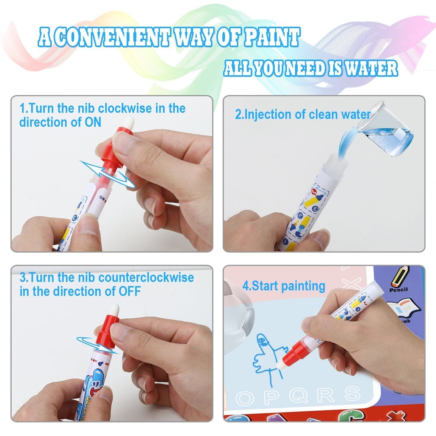 Alago Aqua Coloring Mat - Mess-Free Water Doodle Pad for Kids 3+