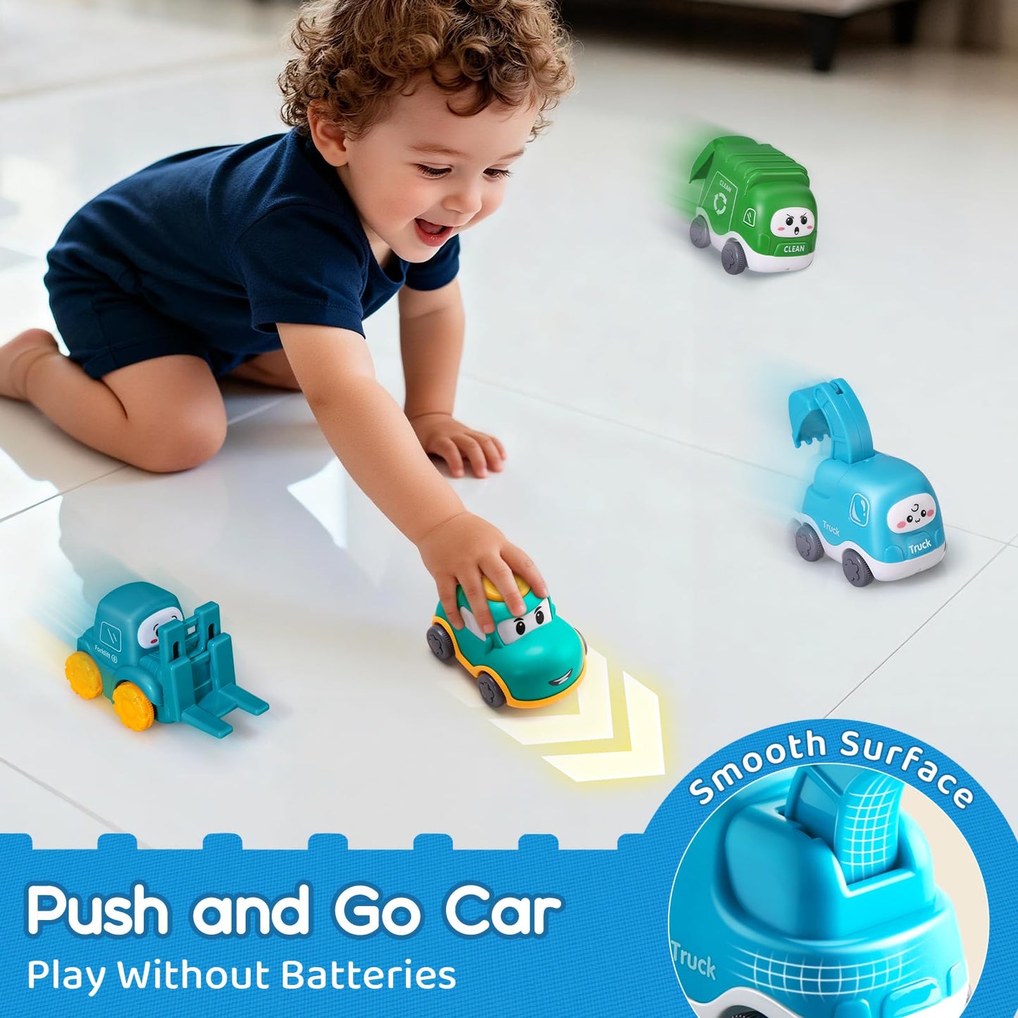 ALASOU 9 Pcs Baby Cranes Car Toys with Playmat & Storage Bag – 1st Birthday Gift for Toddlers 12-18 Months