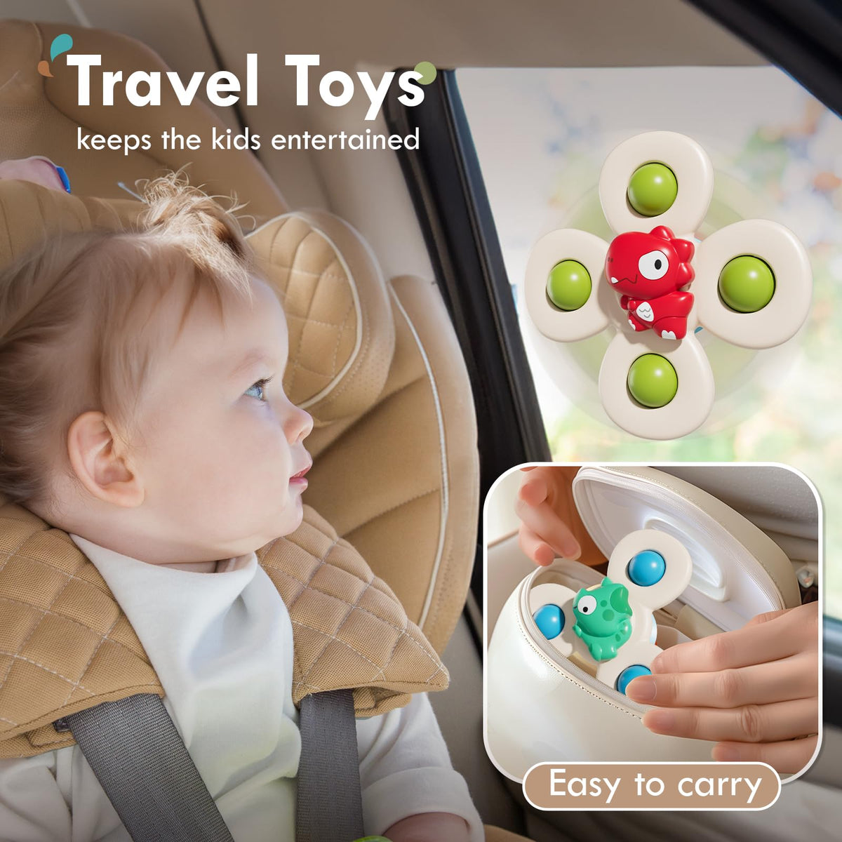 ALASOU 3PCS Suction Cup Spinner Toys – Toddler Bath & Fridge Play for Ages 1-3
