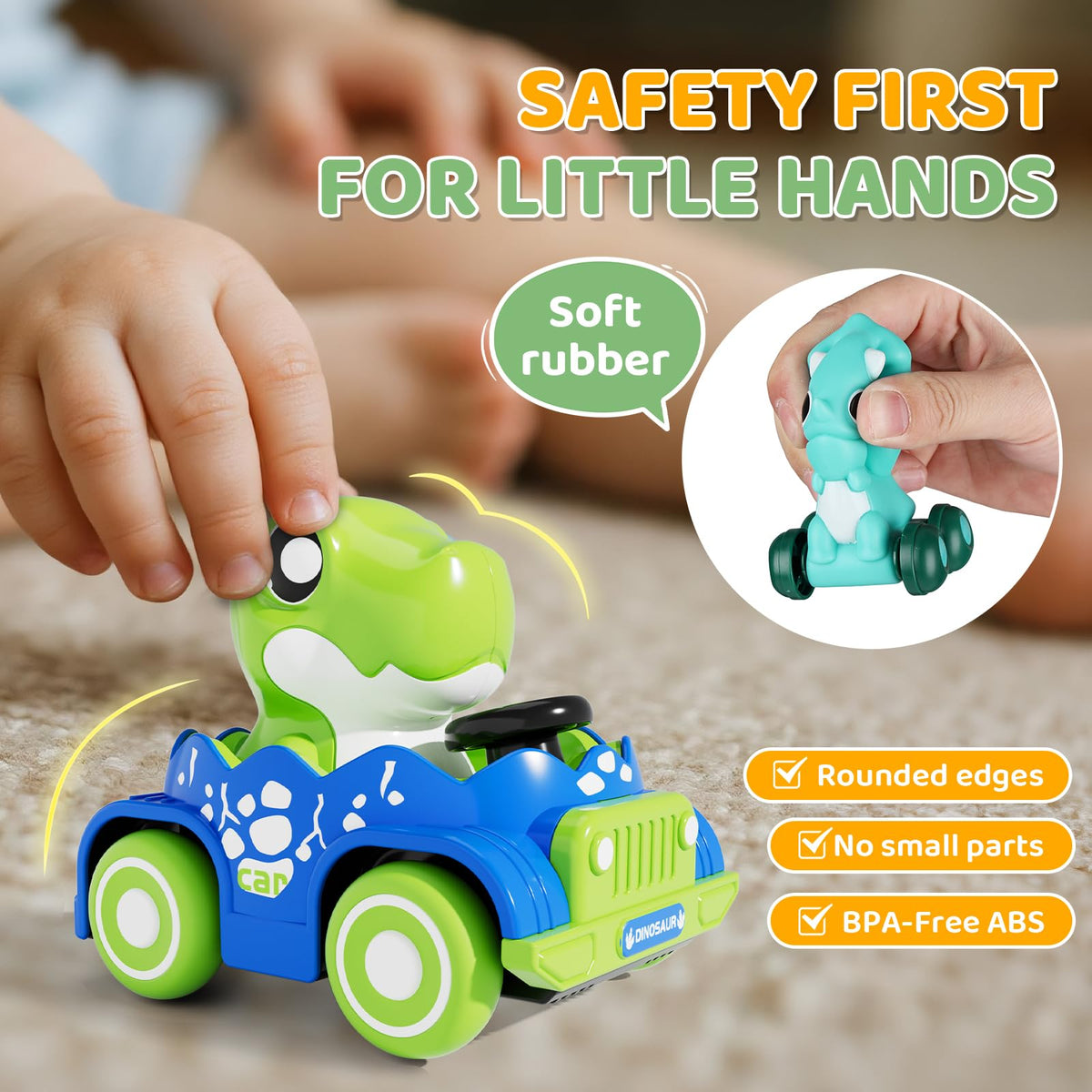 ALASOU 10 Pcs Dinosaur Car Toys with Playmat & Storage Bag – Baby Toys 12-18 Months