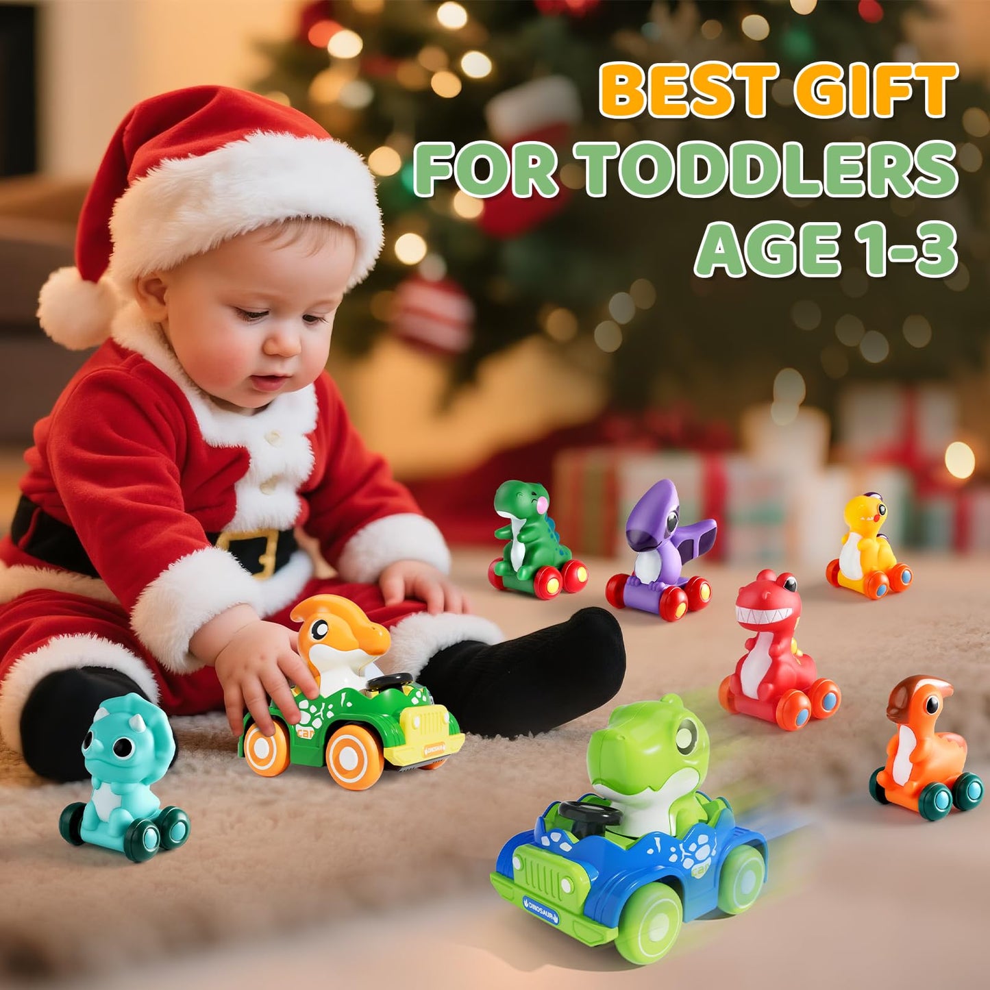 ALASOU 10 Pcs Dinosaur Car Toys with Playmat & Storage Bag – Baby Toys 12-18 Months