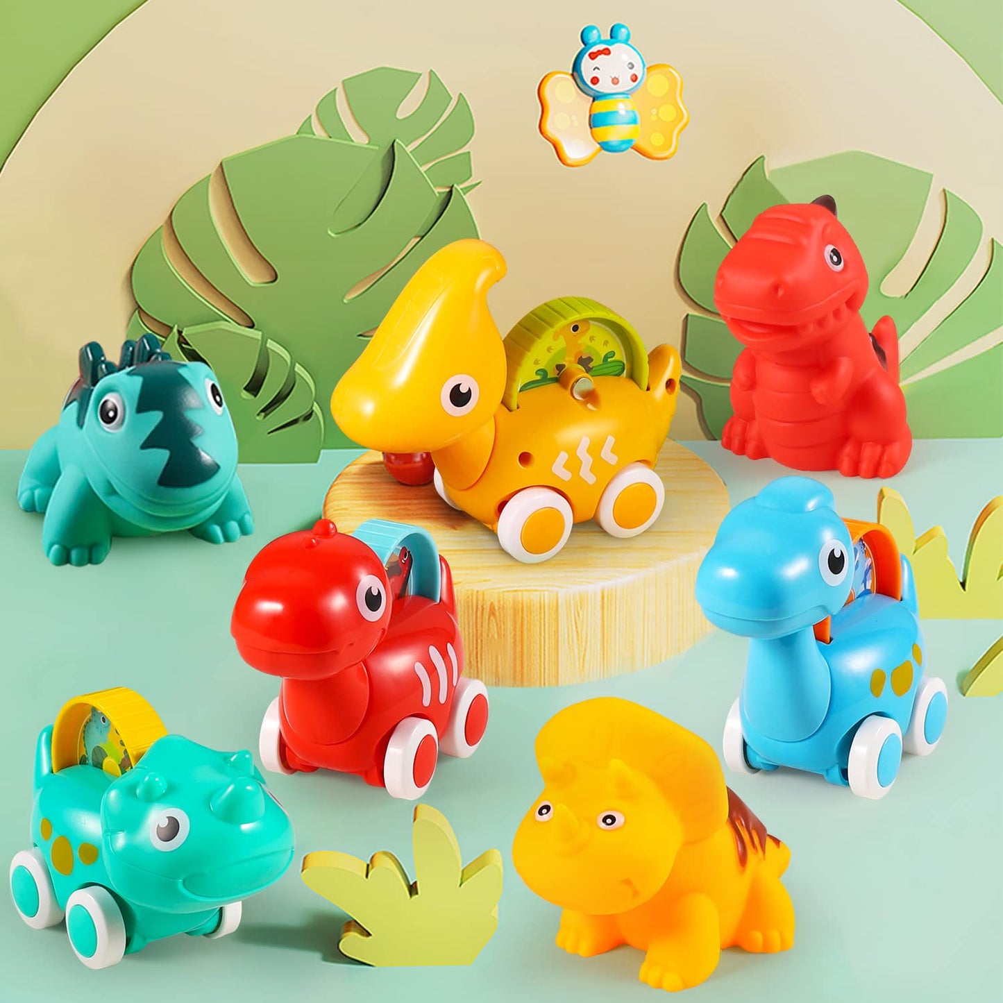 ALASOU 7-Piece Dinosaur Car Toys with Playmat & Storage Bag – Toddler Gift (12–18 Months)