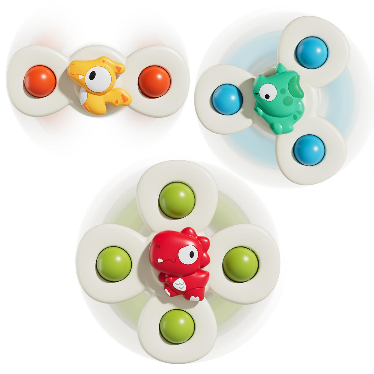 ALASOU 3PCS Suction Cup Spinner Toys – Toddler Bath & Fridge Play for Ages 1-3