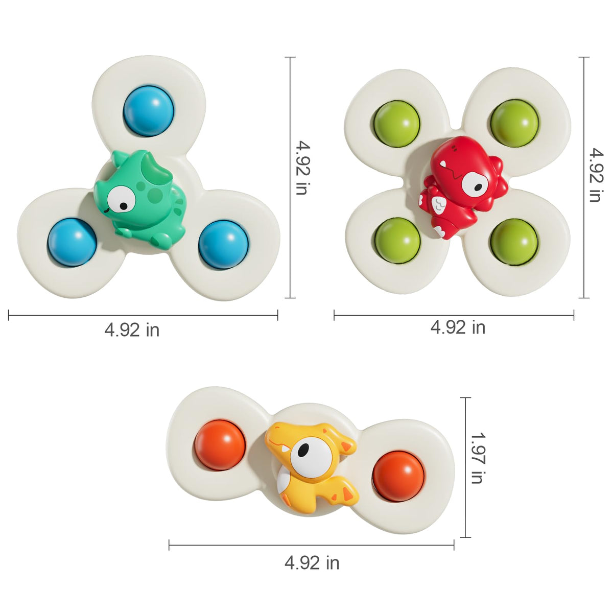 ALASOU 3PCS Suction Cup Spinner Toys – Toddler Bath & Fridge Play for Ages 1-3