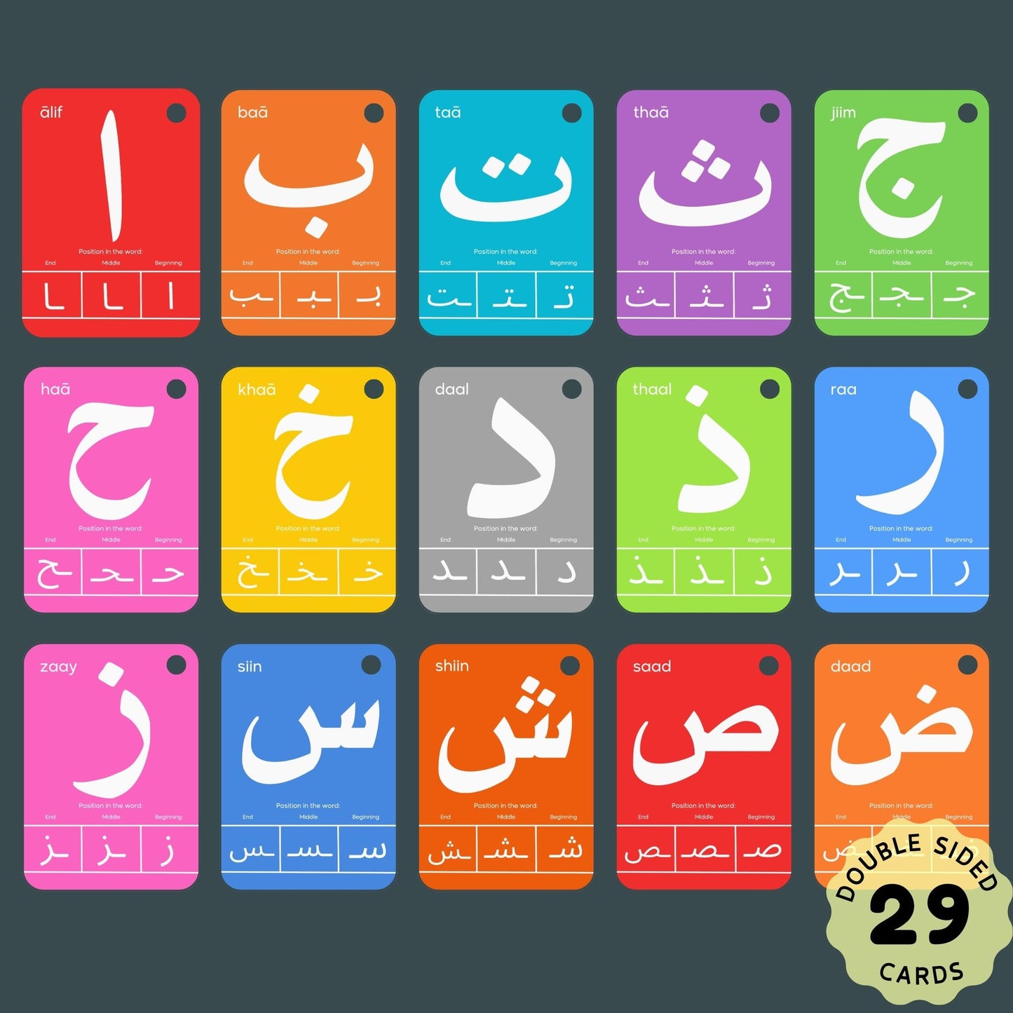 Albidaya Arabic Alphabet Flash Cards for Kids – Letter Recognition & First Words