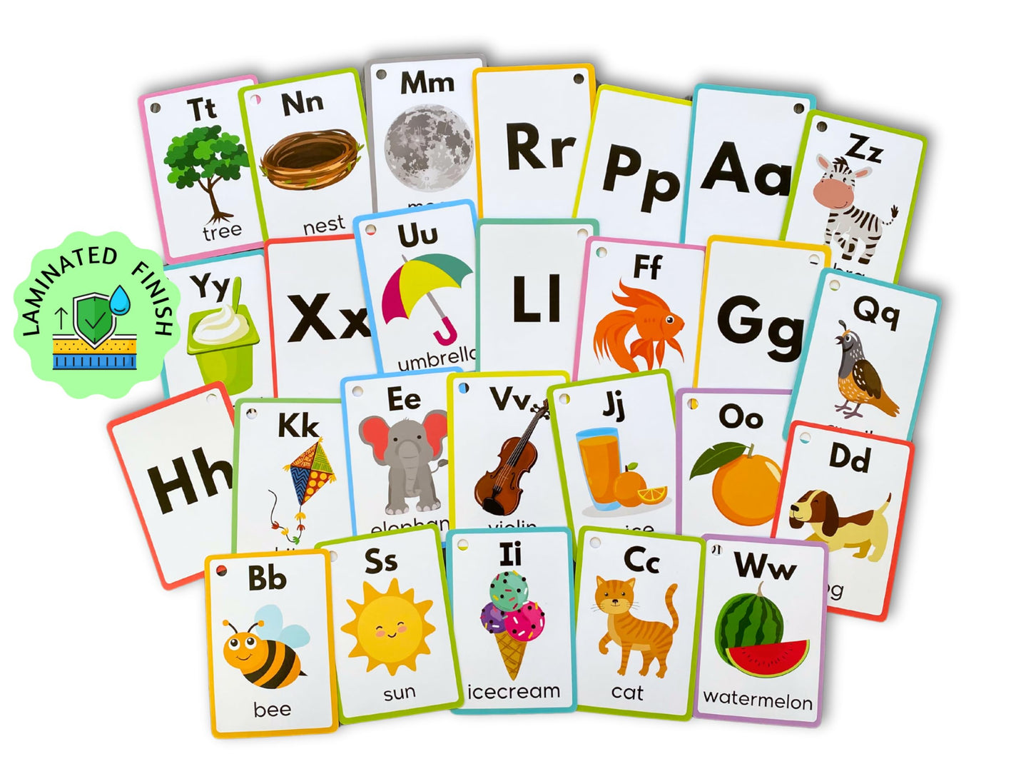 Albidaya English Alphabet Flash Cards – Double-Sided Colorful ABC Cards for Toddlers