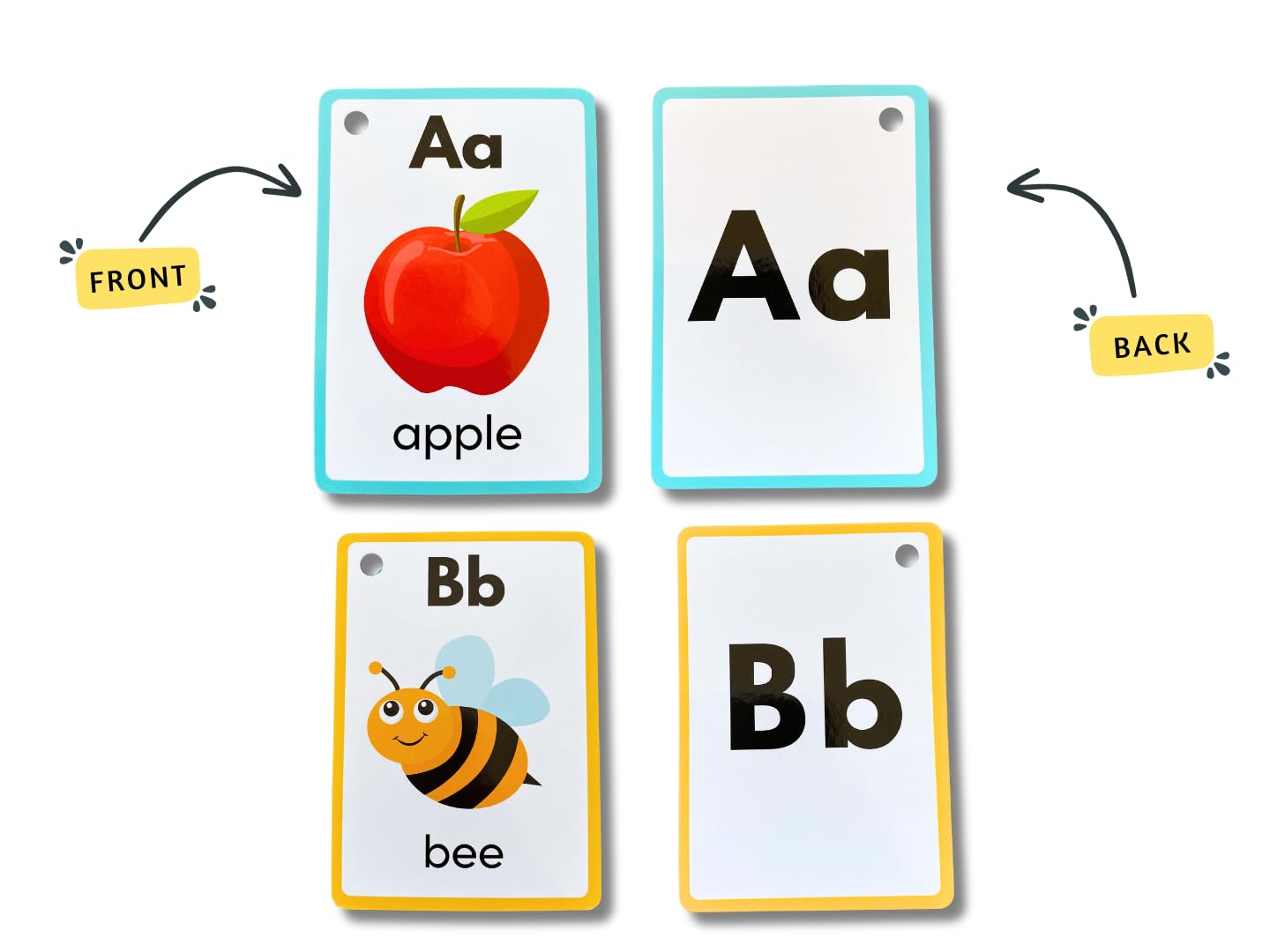 Albidaya English Alphabet Flash Cards – Double-Sided Colorful ABC Cards for Toddlers