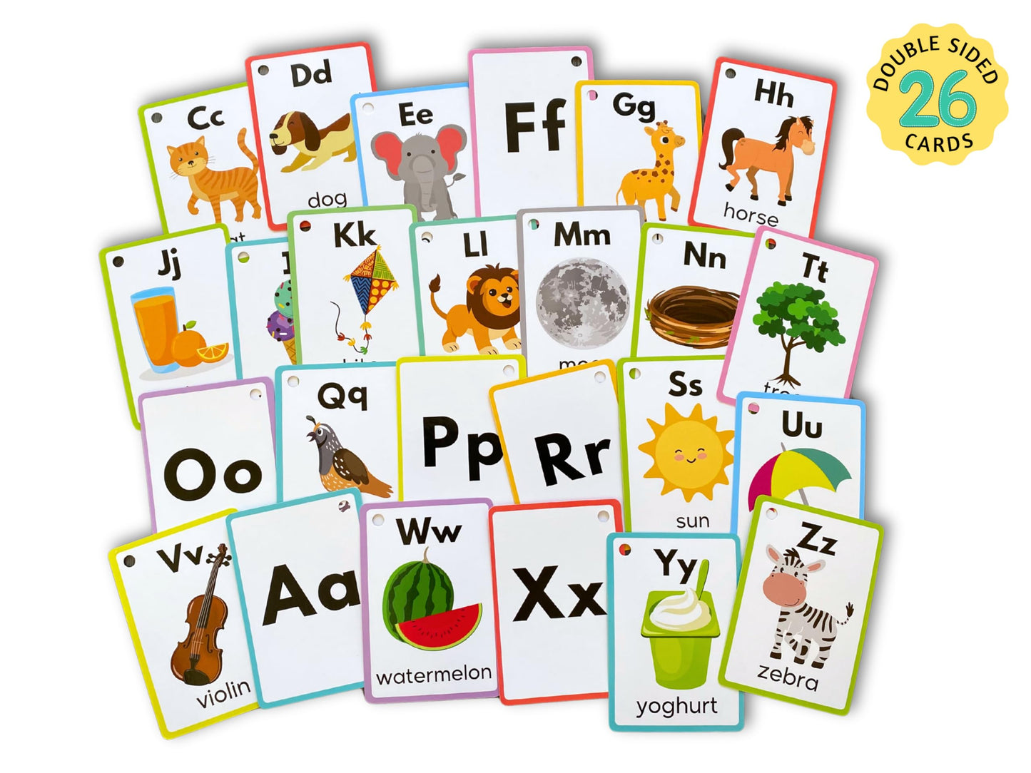 Albidaya English Alphabet Flash Cards – Double-Sided Colorful ABC Cards for Toddlers