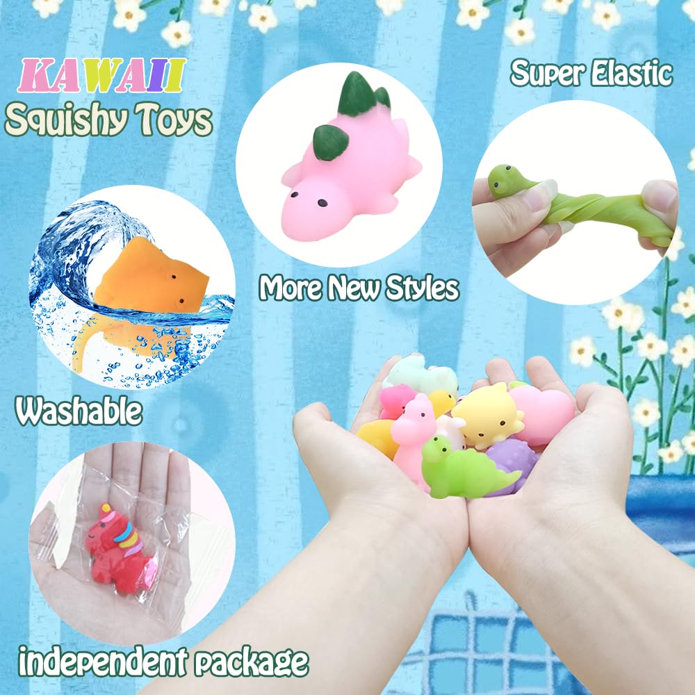 Albiuev 120 Pcs Random Mochi Squishy Toys Bulk – Kawaii Fidget Toys for Kids