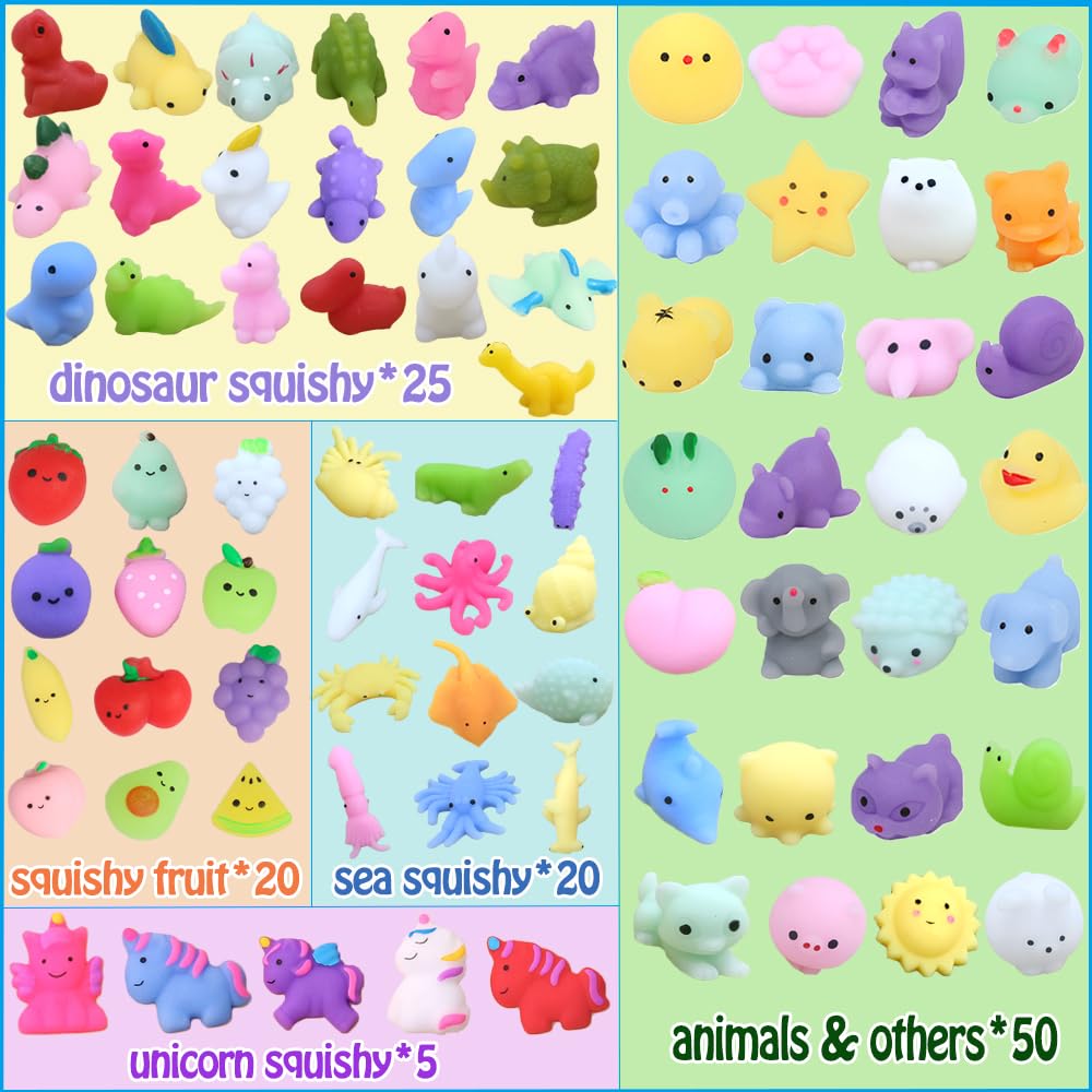 Albiuev 120 Pcs Random Mochi Squishy Toys Bulk – Kawaii Fidget Toys for Kids