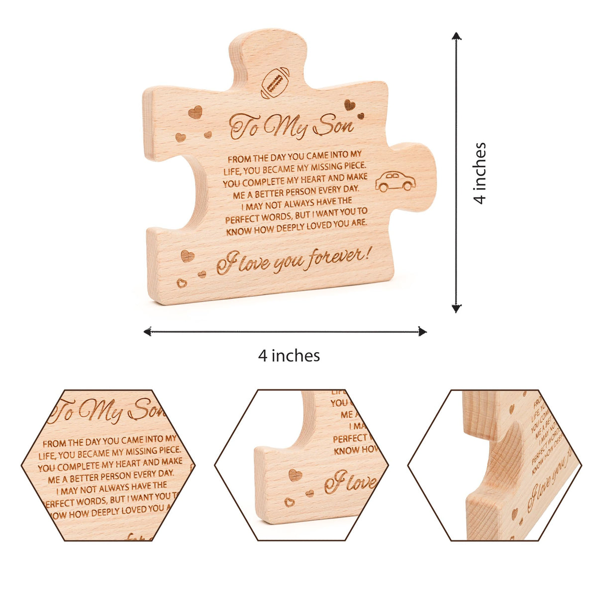 To My Son – Valentines Gifts from Mom | Alcarin Wooden Block Puzzle Keepsake