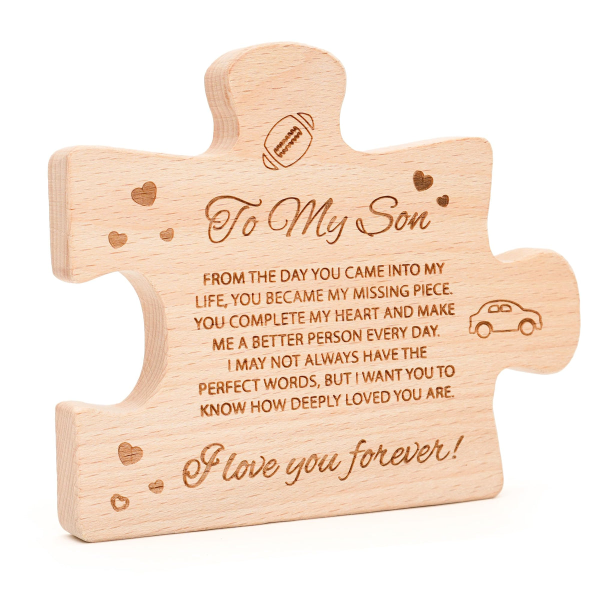 To My Son – Valentines Gifts from Mom | Alcarin Wooden Block Puzzle Keepsake
