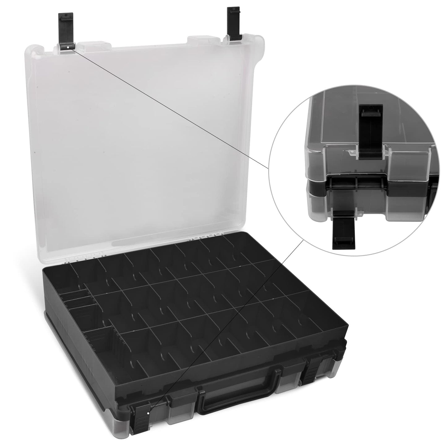 ALCYON Double-Sided Toy Storage Case with 48 Compartments – Black
