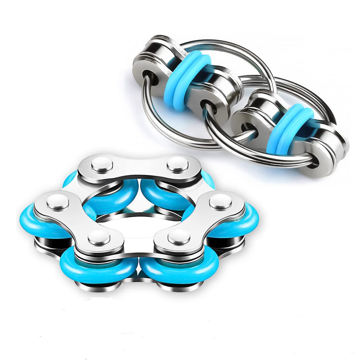 ALDMIO Bike Chain Fidget Toys Set – Six Roller Chain & Key Flippy Chain for Focus, Anxiety, ADHD