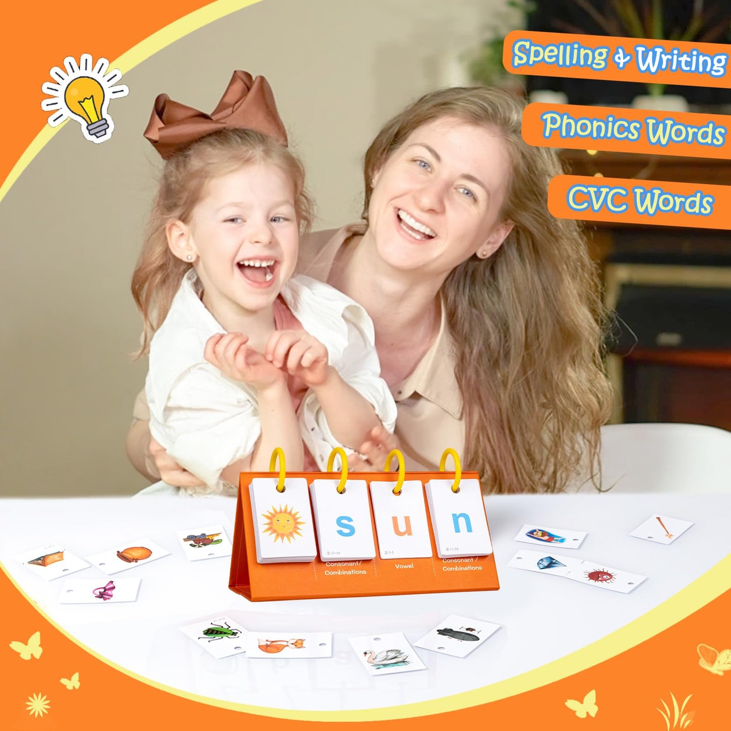 Alened Phonics Flash Cards — CVC/CVCC/CCVC Word Builder & Sight Words