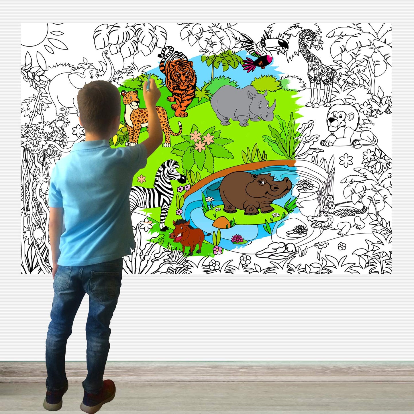 ALEX Art Giant Coloring Poster - Animals Jumbo Coloring Sheets for Kids 38.5 x 26.7 inches