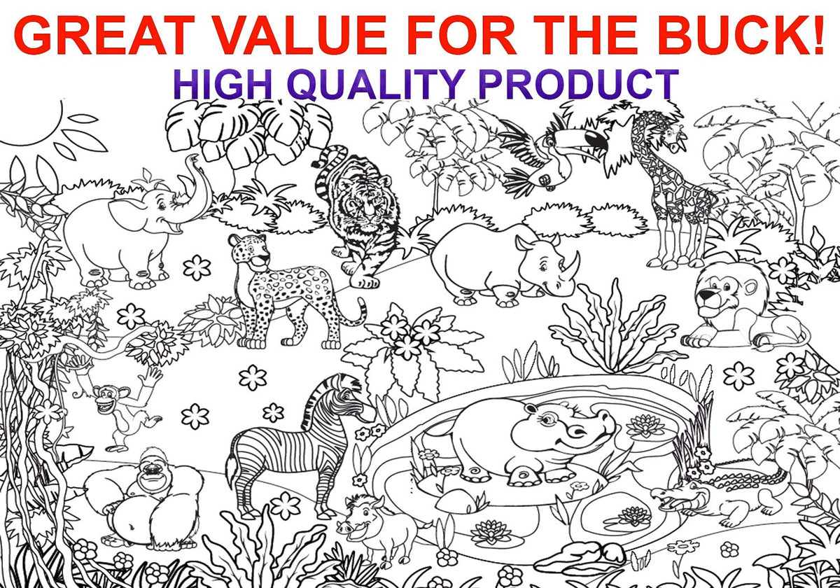 ALEX Art Giant Coloring Poster - Animals Jumbo Coloring Sheets for Kids 38.5 x 26.7 inches
