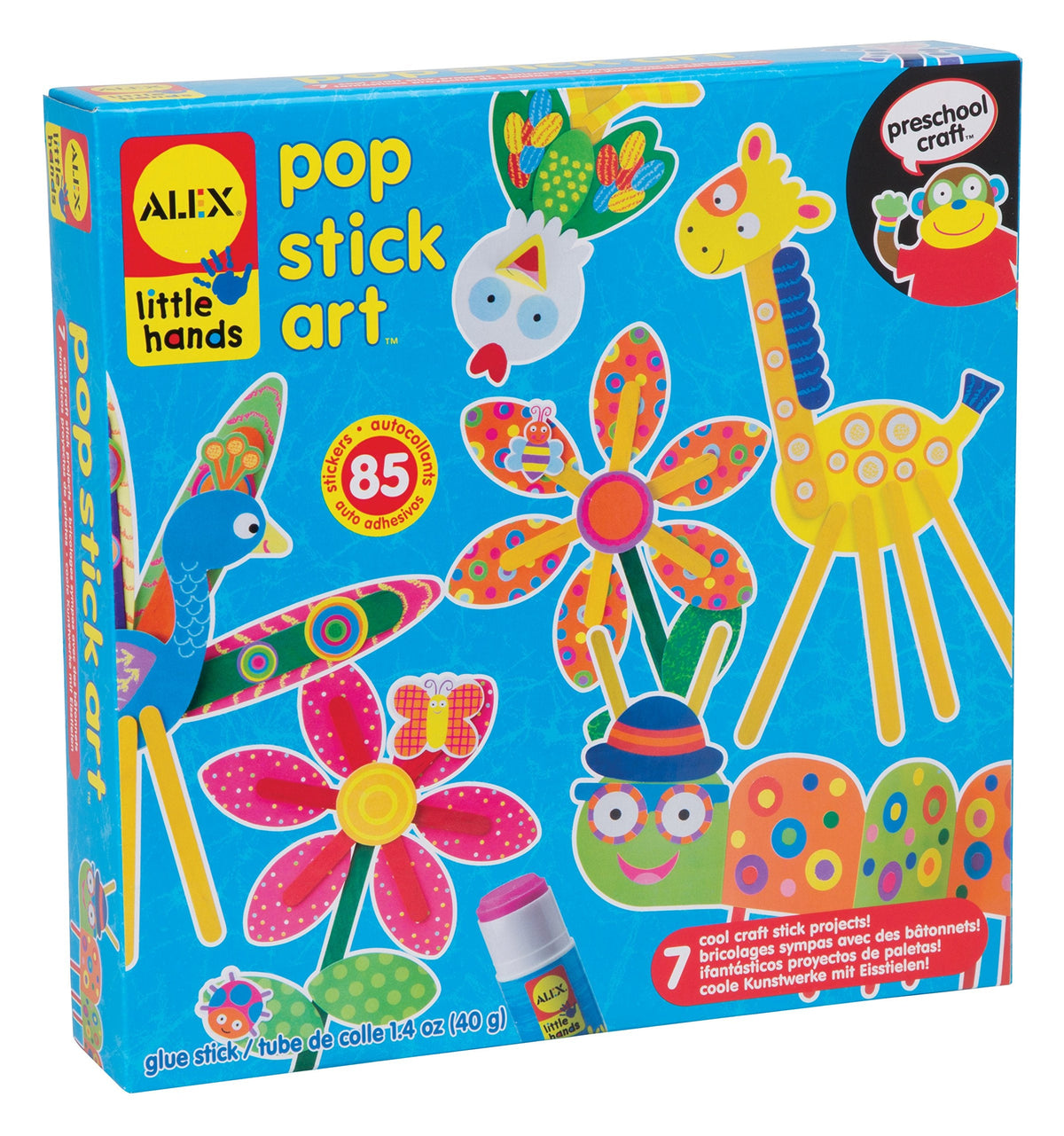 ALEX Toys Little Hands Pop Stick Art Craft Kit – 7 Puppet Projects for Kids 3+