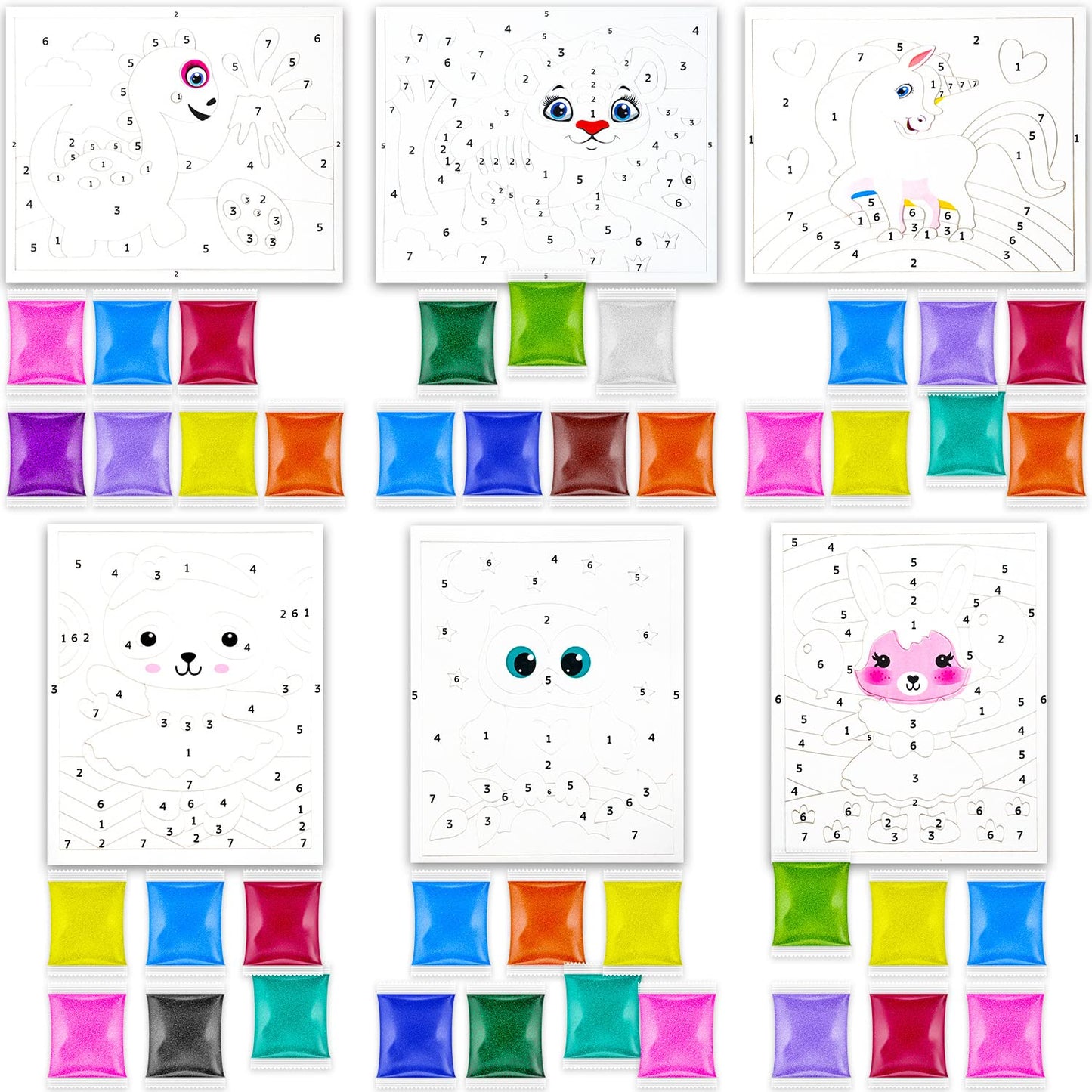 ALEXES Sand Art Kit for Kids – Peel & Stick Mosaic Pictures
