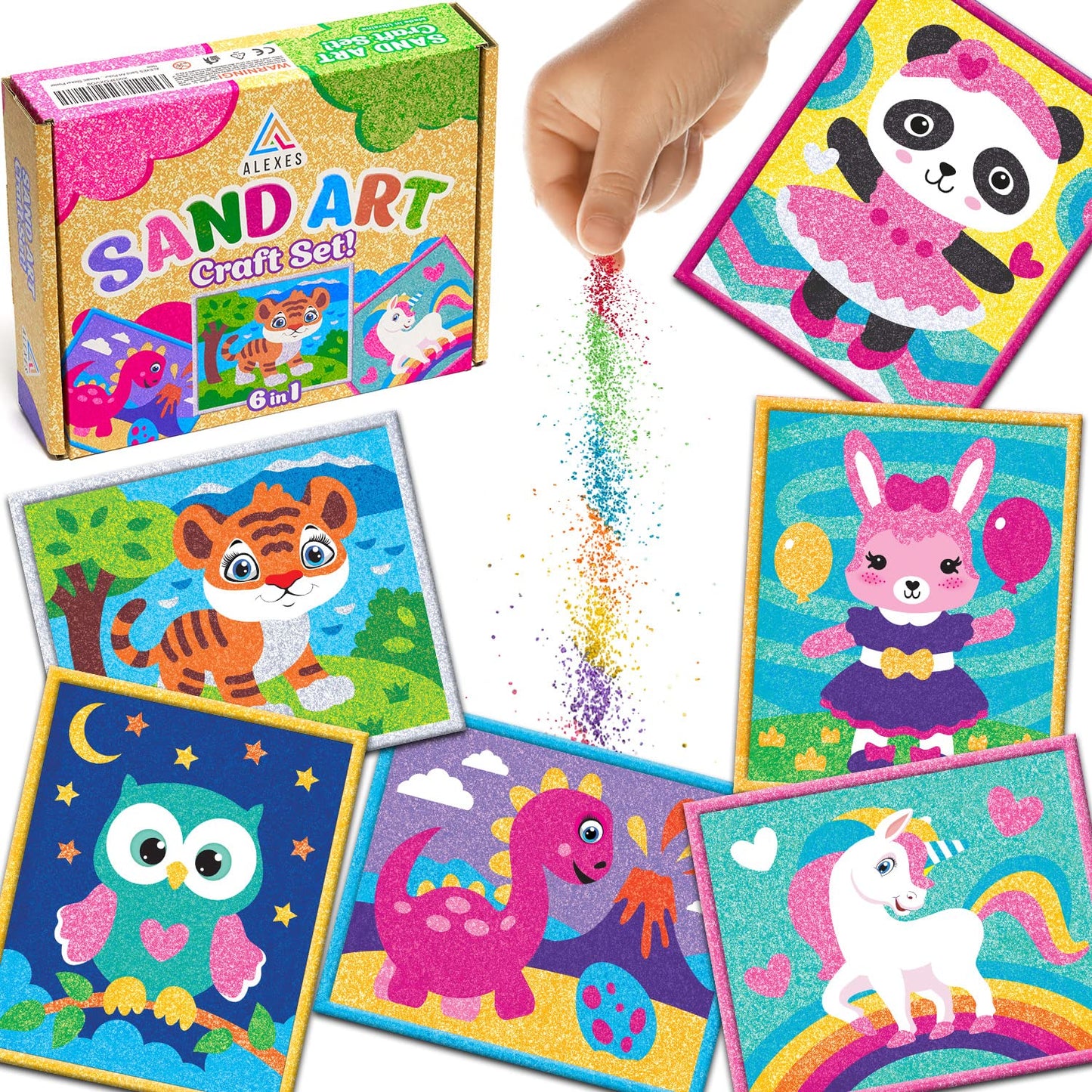 ALEXES Sand Art Kit for Kids – Peel & Stick Mosaic Pictures