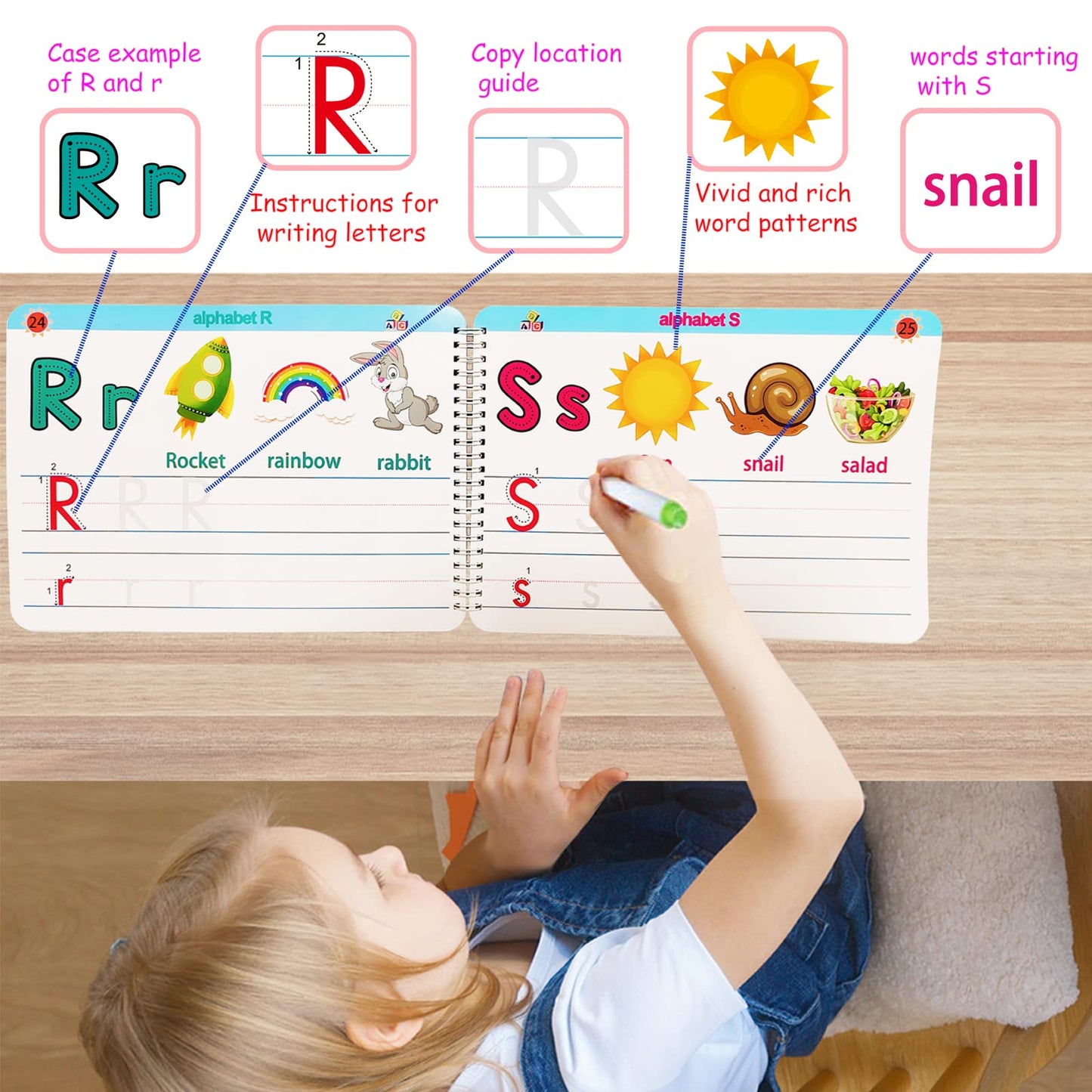 ALIANFLY Preschool Learning Activities Workbook – Handwriting Practice, Tracing, and Montessori-Style Learning