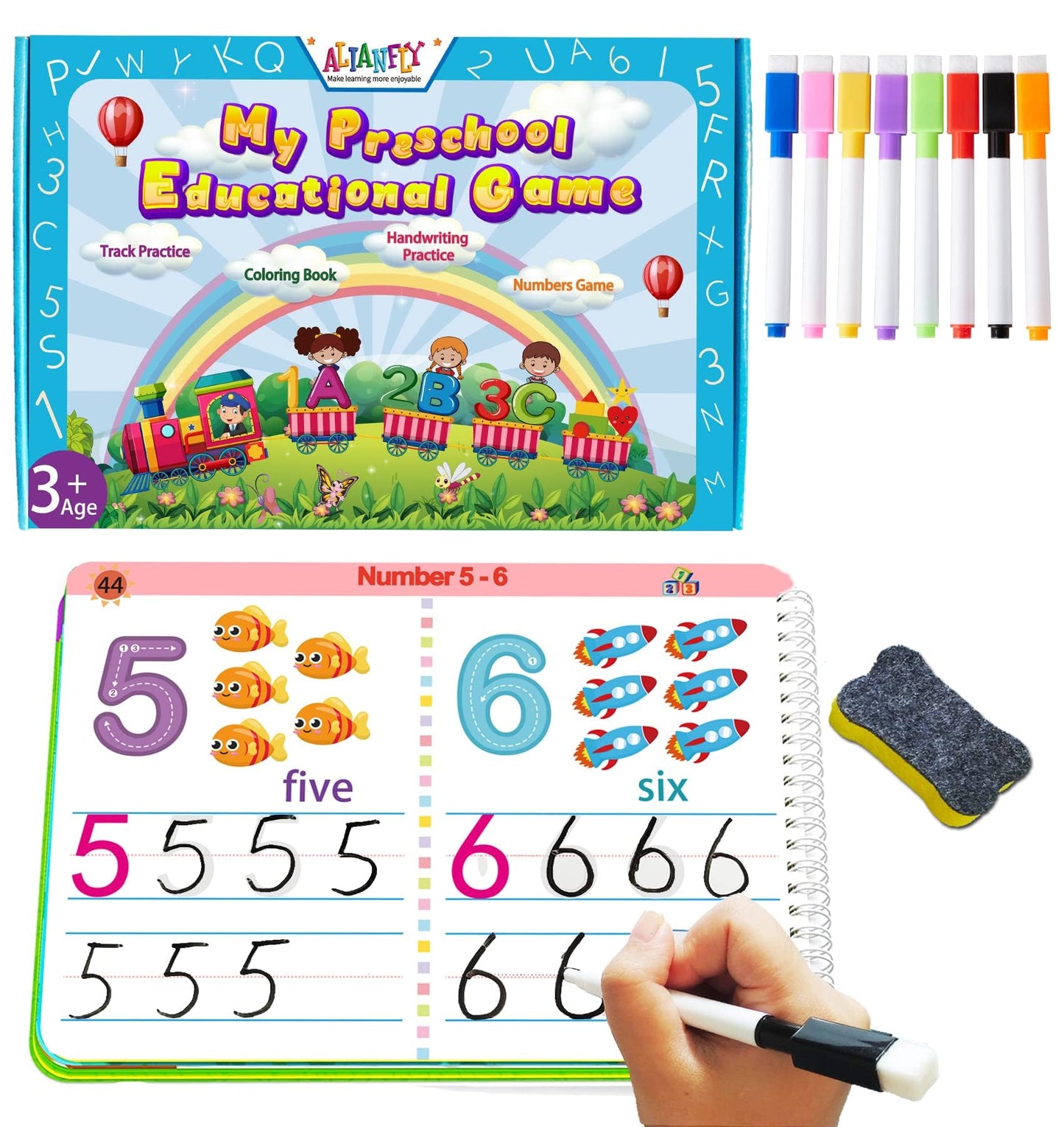 ALIANFLY Preschool Learning Activities Workbook – Handwriting Practice, Tracing, and Montessori-Style Learning